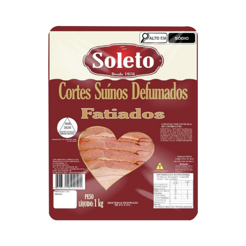 BACON FATIADO DEFUMADO SOLETO 1 KG
