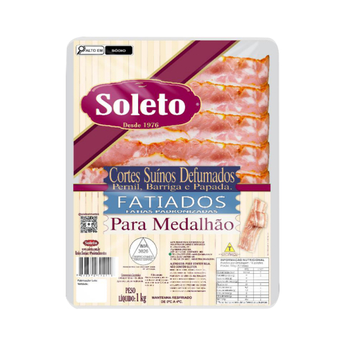 BACON FATIADO MEDALHAO SOLETO 1 KG