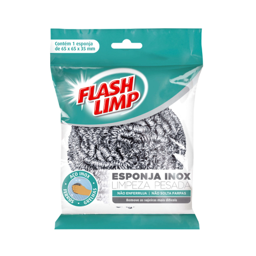 Esponja Limpeza pesada Inox Flash Limp 10 uni