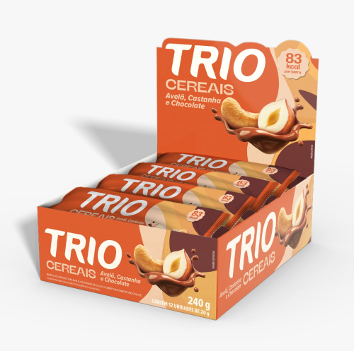 BARRA DE CEREAL TRIO SABOR AVELA, CASTANHA E CHOCOLATE 12 20g