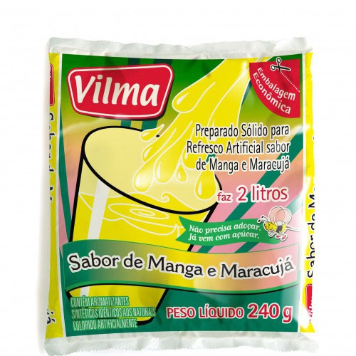 Refresco Vilma Sabor Manga e Maracujá - Fardo 12 uni. de 240grs