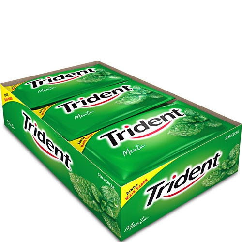 Chicle Trident Menta Caixa com 21 unidades de 40grs.