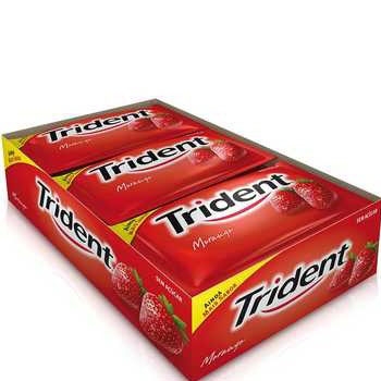 Chicle Trident Morango Caixa com 21 unidades de 40grs.
