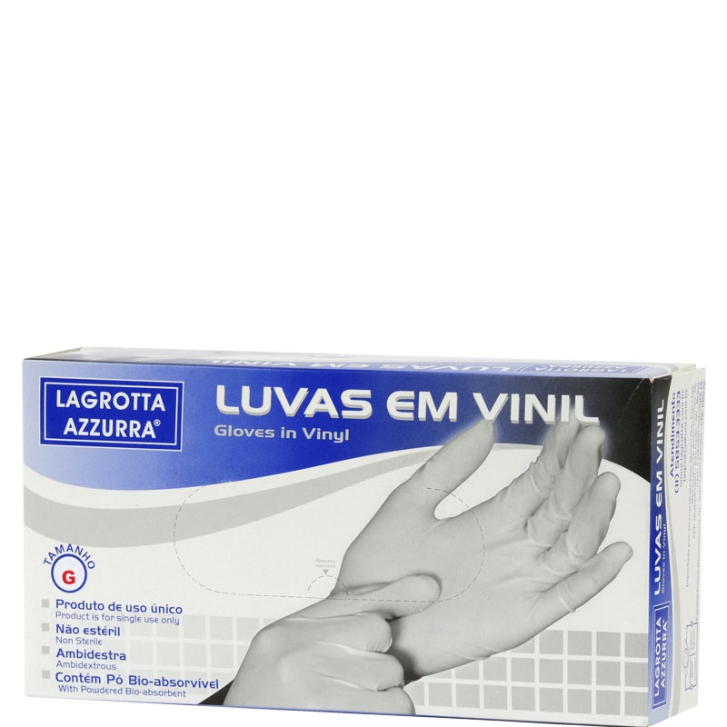 Luva de Vinil Descartável Grande 100 uni.