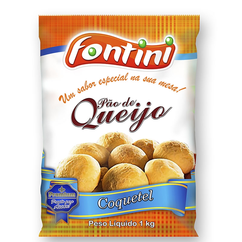 Pão de Queijo Fontini Coquetel com 10 pacotes de 1kg.