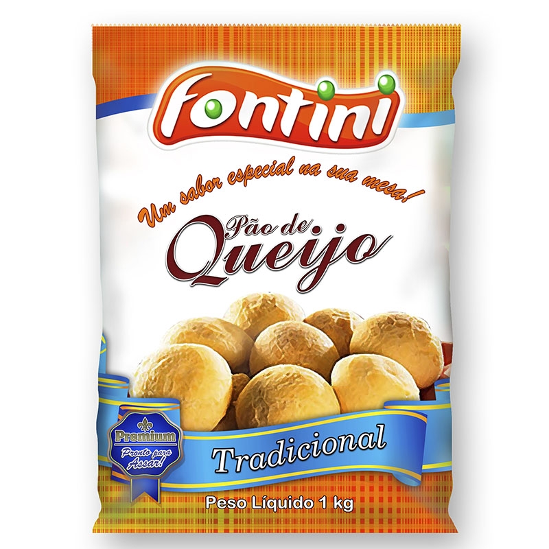 Pão de Queijo Tradicional Fontini com 10 pacotes de 1 kg.