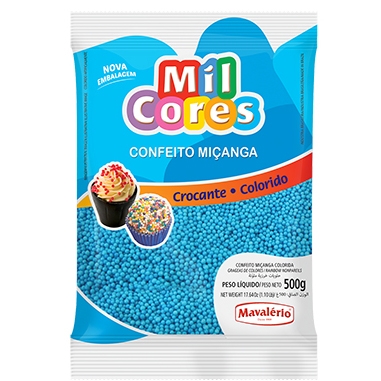 Confeito Miçanga Azul Mavalério - 500 grs