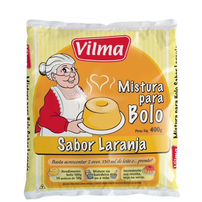 Mistura para Bolo Vilma Sabor Laranja - Fardo 12 uni. de 400grs